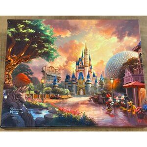 Disney 2025 All 4 Parks Canvas SIGNED Walt Disney World Thomas Kinkade 6x8”